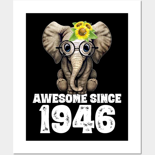 Awesome since 1946 74 Years Old Bday Gift 74th Birthday Wall Art by DoorTees